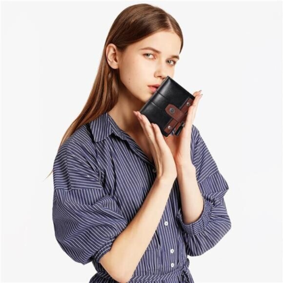 Womens Wallet Small, Card Holder Black Brown - Picture 2 of 7